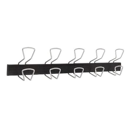 Homeric Modern Wall & Door Mounted Coat Hanger in Black with 5 Silver Wire Hooks HO157831